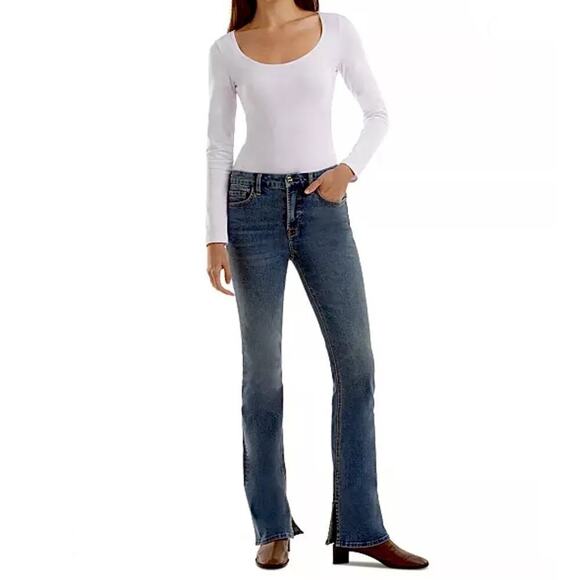 JEN7 7 For All Mankind Women’s Slim Bootcut Slit Ankle Jeans Sz 6 Fits like 8 - Picture 1 of 9